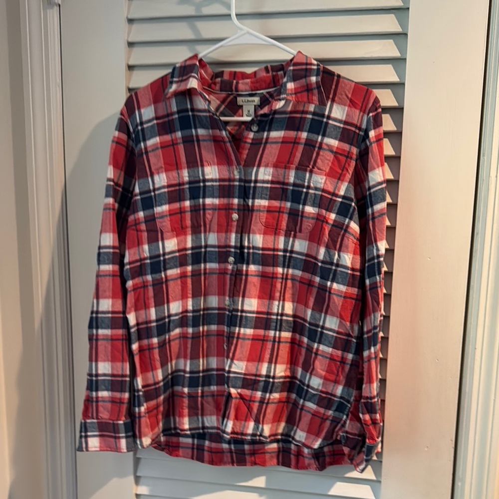 L.L. Bean Red and Blue Plaid Shirt